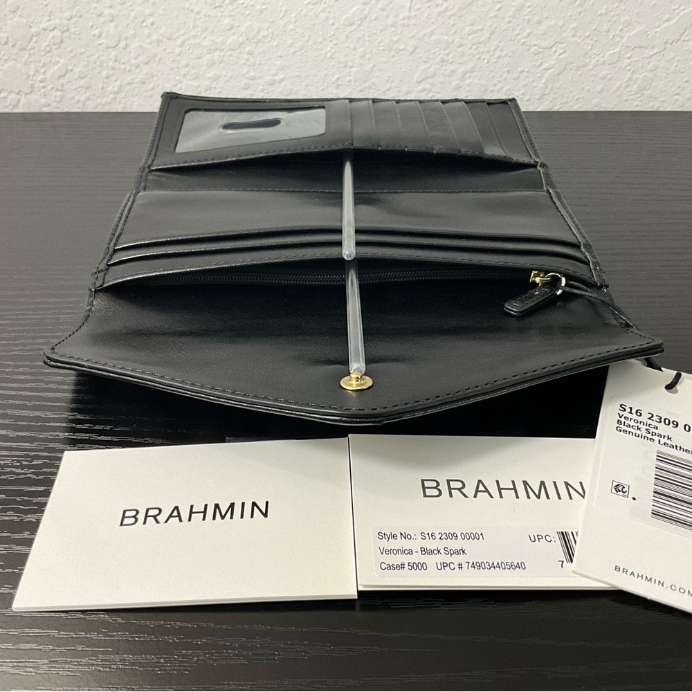 Brahmin Veronica BLACK SPARK Houndstooth Pattern Leather NWT - Picture 8 of 9